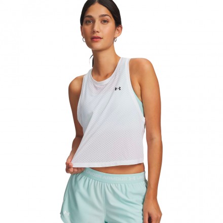 UNDER ARMOUR TECH SPORT MESH CROP TANK 6011229-100 White