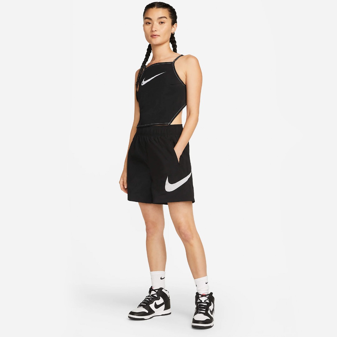 NIKE W NSW ESSNTL WVN HR SHORT HBR DM6739-010 Μαύρο