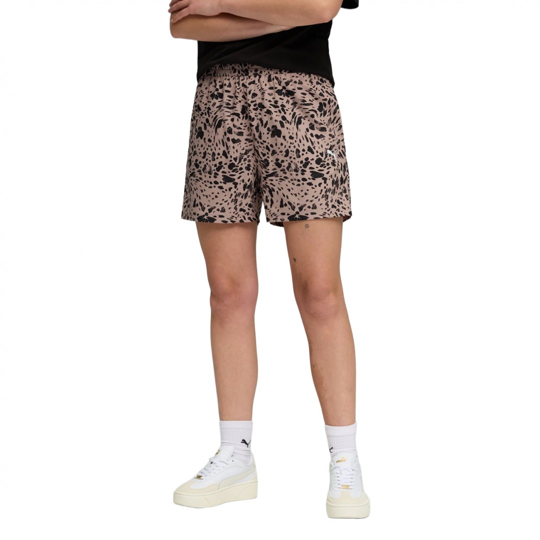 PUMA ESS GRAPHIC ANIMAL HIGH-RISE AOP WOVEN SHORTS 4 691823-88 Καφέ
