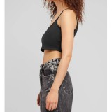 KARL KANI SMALL SIGNATURE ESSENTIAL CROP TOP KW-TP021-001-01-BLACK Black Image 2