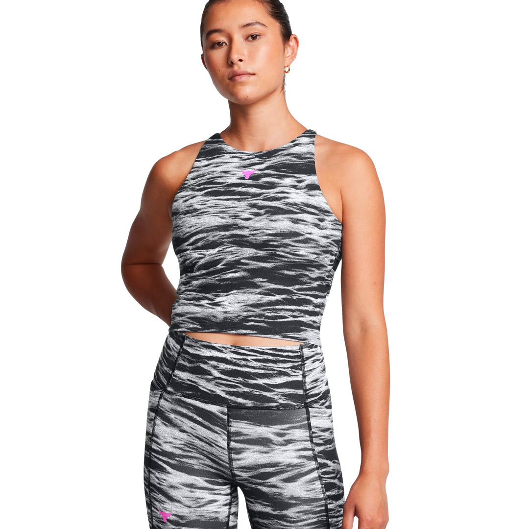 UNDER ARMOUR PROJECT ROCK LETS GO BTB TOP PT 1388090-001 White-Black
