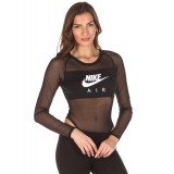 NIKE AIR WOMEN'S LONG-SLEEVE MESH BODYSUIT BV4664-010 Black Image 