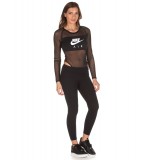 NIKE AIR WOMEN'S LONG-SLEEVE MESH BODYSUIT BV4664-010 Black Image 2
