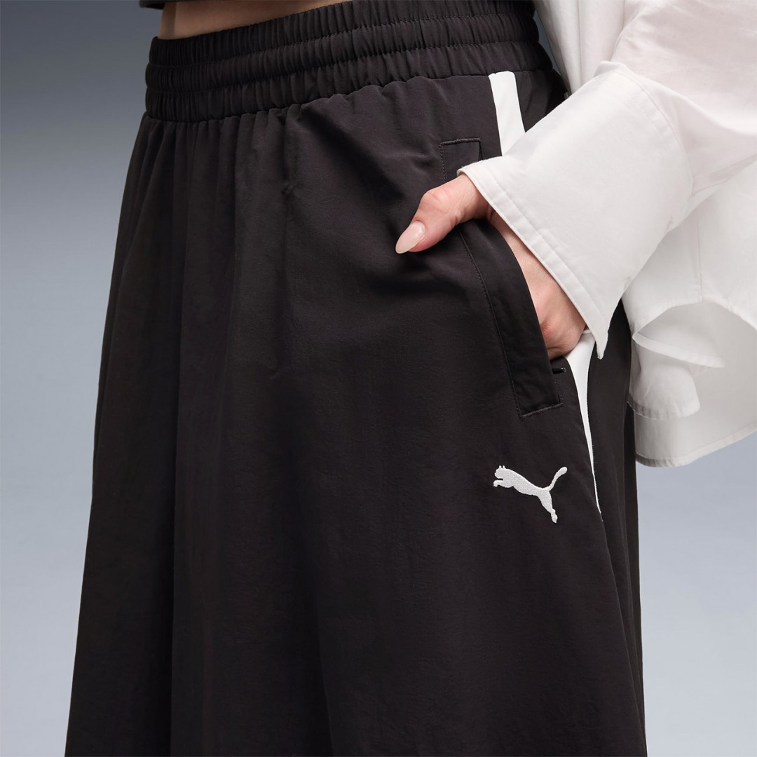 PUMA T7 WOVEN MIDI SKIRT 633438-01 Μαύρο