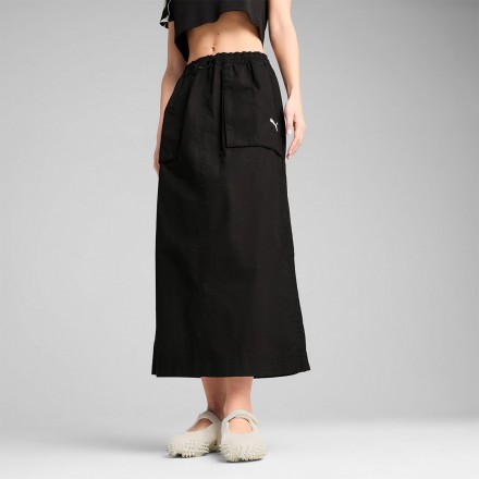 PUMA FUTURE ARCHIVE ZIP-OFF MAXI WOVEN SKIRT 629784-01 Black