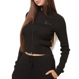 KARL KANI CHEST SIGNATURE TWO-WAY KNIT JACKET KW243-037-2-BLACK Black Image 
