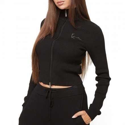 KARL KANI CHEST SIGNATURE TWO-WAY KNIT JACKET KW243-037-2-BLACK Black