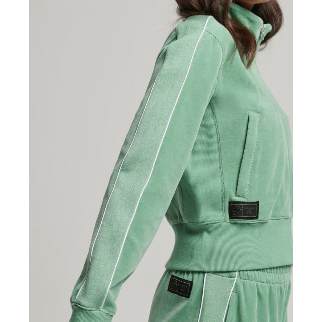 SUPERDRY CODE S LOGO VELOUR TRACK TOP W2011490A-7XQ Πράσινο