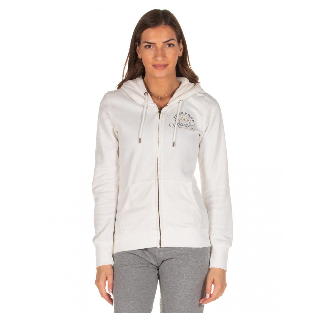 FUNKY BUDDHA WOMEN'S ZIP HOODIE FBL101-06219-OFF WHITE MEL White