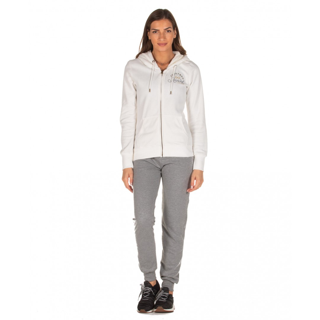 FUNKY BUDDHA WOMEN'S ZIP HOODIE FBL101-06219-OFF WHITE MEL White