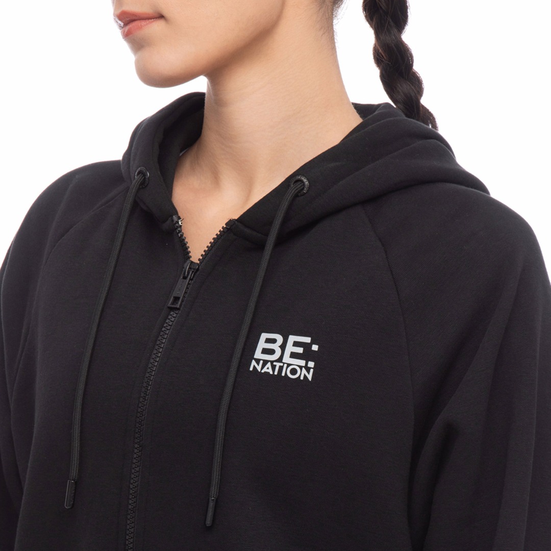 BE:NATION REFLECTIVE FULL ZIP HOOD 07102304-01 Black