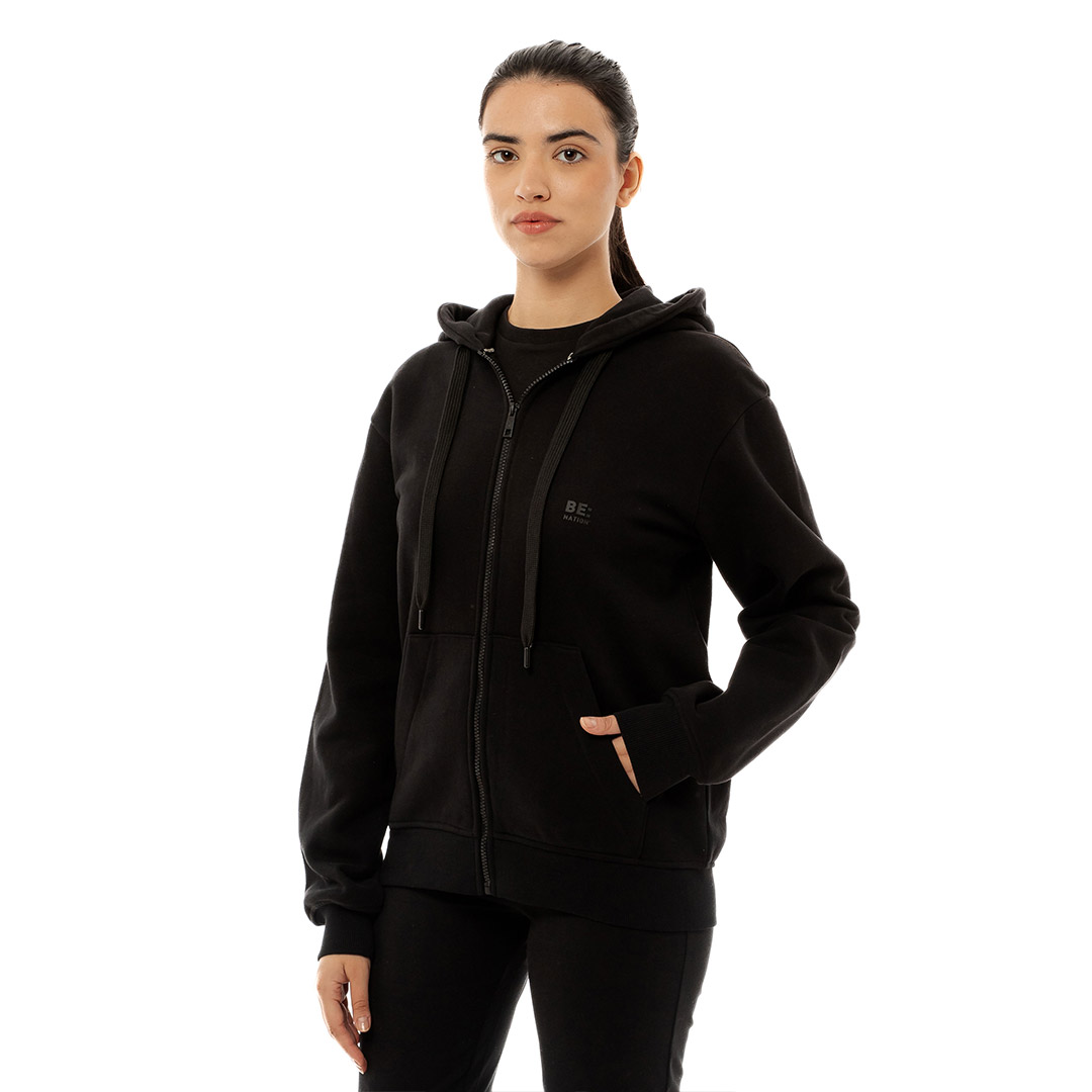 BE:NATION HOODIE LOGO JACKET 07112401-01 Μαύρο