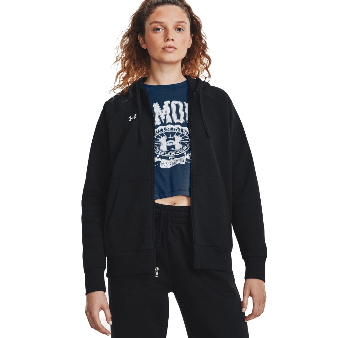 UNDER ARMOUR RIVAL FLEECE FZ HOODIE 1379497-001 Μαύρο