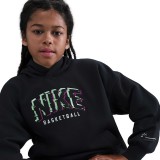 NIKE K NK COB FLC PO HOODIE GLITCH HV0508-010 Black Image 1