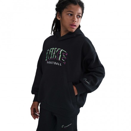 NIKE K NK COB FLC PO HOODIE GLITCH HV0508-010 Black