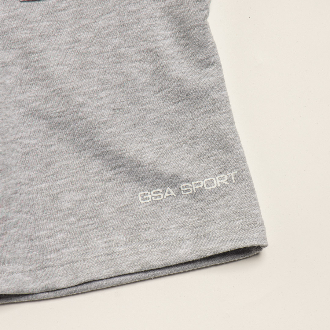 GSA SPORT LOGO SHORTS
(UNBRUSHED) 28-3407-05. GRAY MEL. Grey
