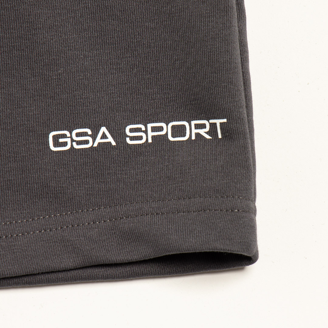 GSA SPORT LOGO SHORTS
(UNBRUSHED) 28-3407-06. CHARCOAL MEL. Coal