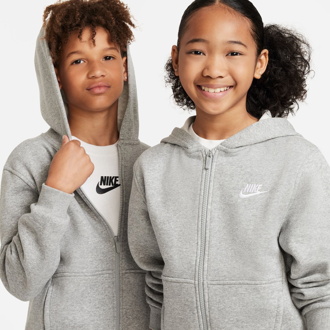 NIKE K NSW CLUB FLC HD FZ LS LBR FD3004-063 Grey