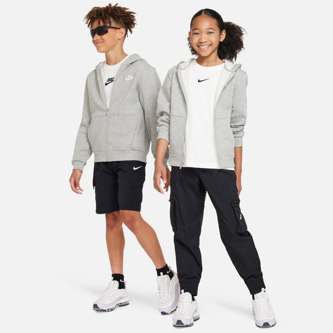 NIKE K NSW CLUB FLC HD FZ LS LBR FD3004-063 Grey