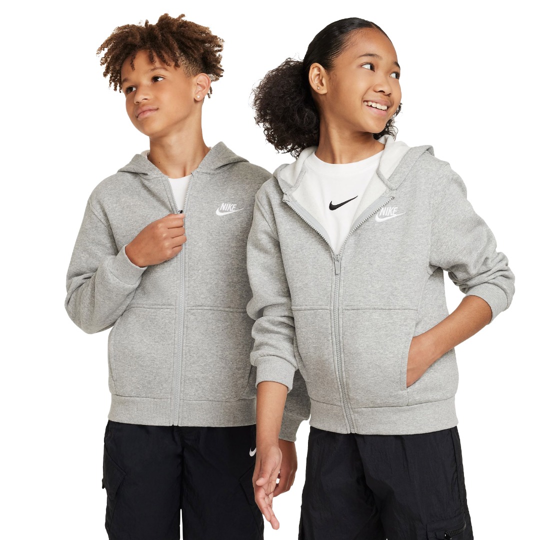 NIKE K NSW CLUB FLC HD FZ LS LBR FD3004-063 Grey