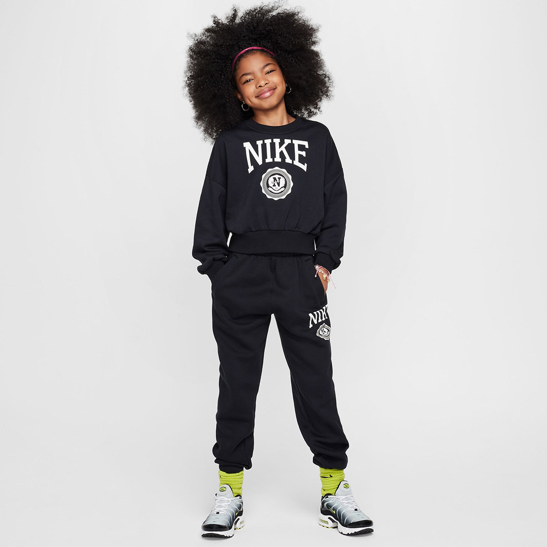 NIKE G NSW CLUB FT BXY CREW GX STAR HJ3373-010 Μαύρο