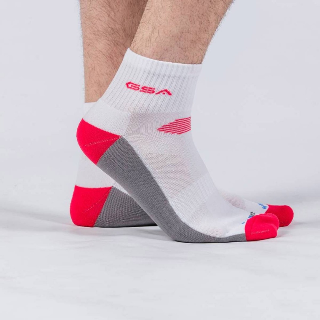 GSA HYDRO MENS EXTRA CUSHIONED HIGH PERFORMANCE QUARTER 6PACK 8119111-WHITE/RED-GRN-BLUE52 Λευκό