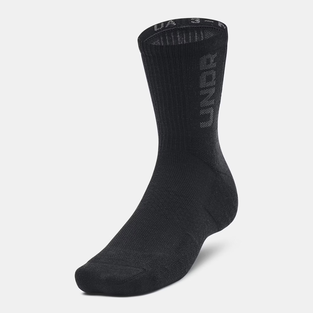 UNDER ARMOUR 3-MAKER 3PK MID-CREW 1373084-001 Black