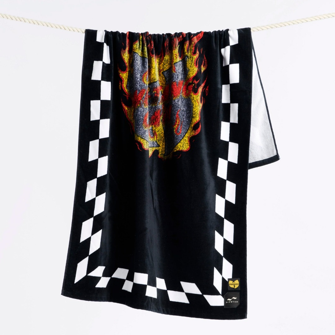 SLOWTIDE X WU-TANG CLAN BLOCKS ON FIRE BEACH TOWEL STRP026-BLACK Black