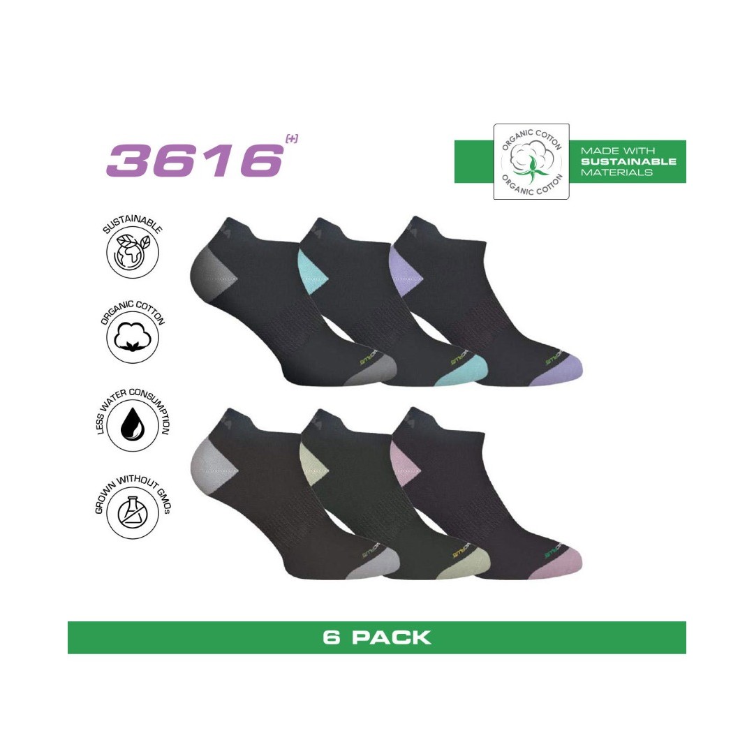 GSA ORGANICPLUS WOMENS ULTRALIGHT PERFORMANCE LOW CUT 6PACK 8219100-BLACK/MULTICOLOR51 Black