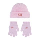 NIKE COZY PEAK BEANIE & GLOVES 8A3070-A9Y Pink Image 