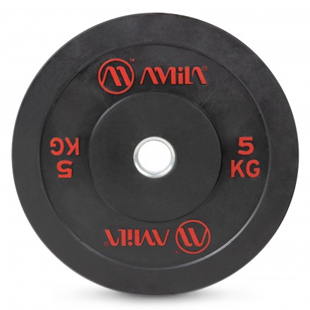 AMILA BUMPER PLATE SLIM DISC BLACK RED LETTERS 5KG 84831-BLACK RED Μαύρο