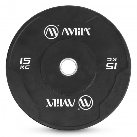 AMILA BUMPER PLATE SLIM DISC BLACK WHITE LETTERS 15KG 84843-BLACK WHITE Μαύρο