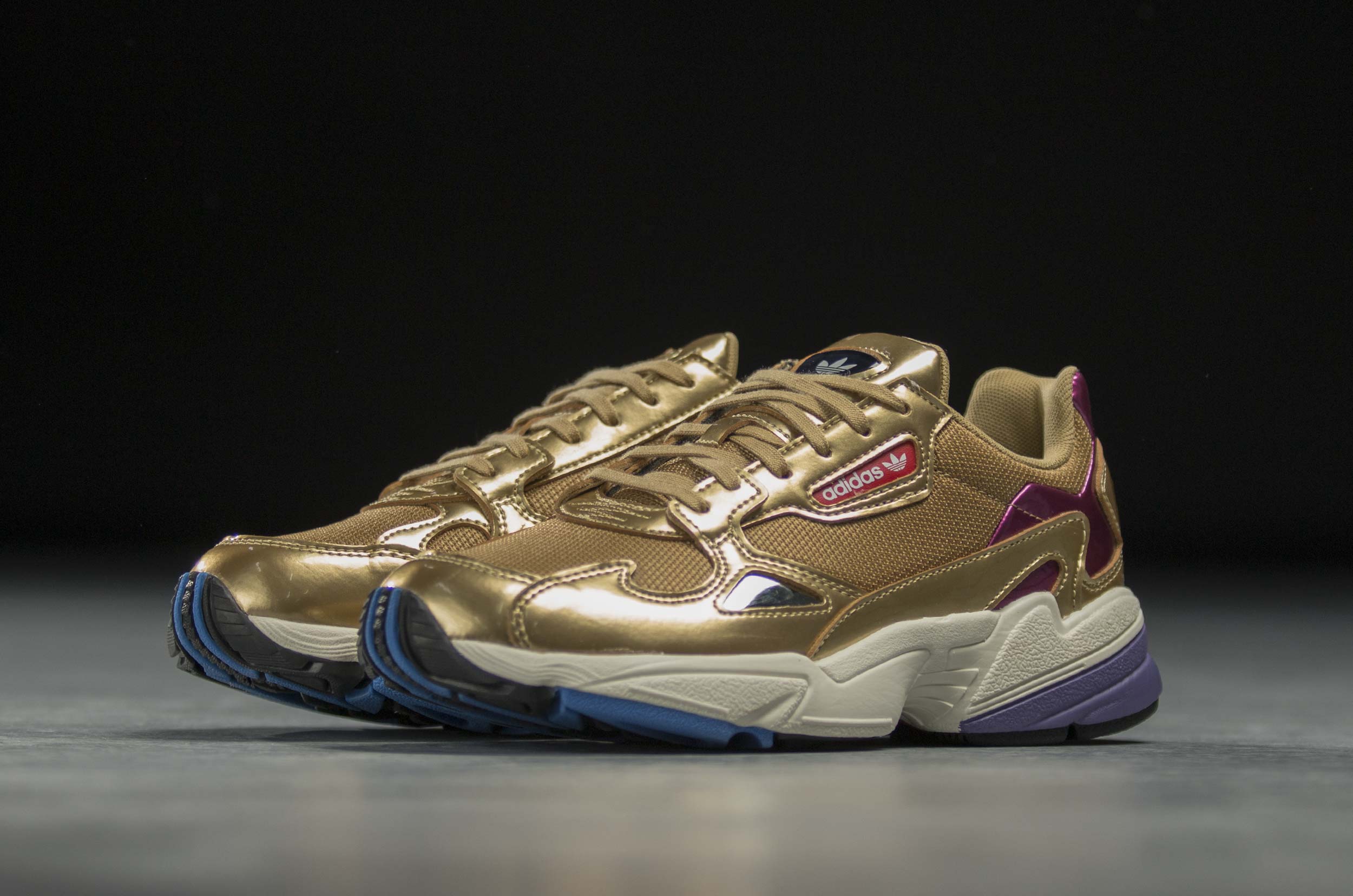 adidas originals gold metallic falcon trainers