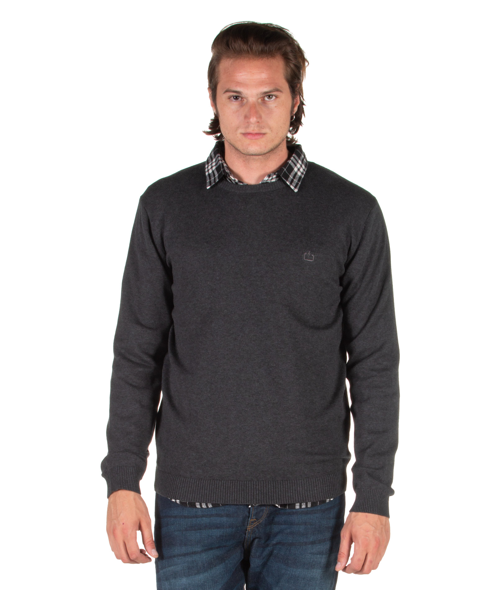 EMERSON COTTON KNITTED SWEATER 192EM7090DGREY ML Ανθρακί